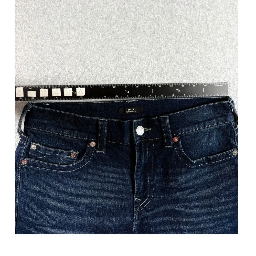 True Religion Rocco Skinny Jeans Mens 33 Blue Denim Dark Wash Stretch Relaxed